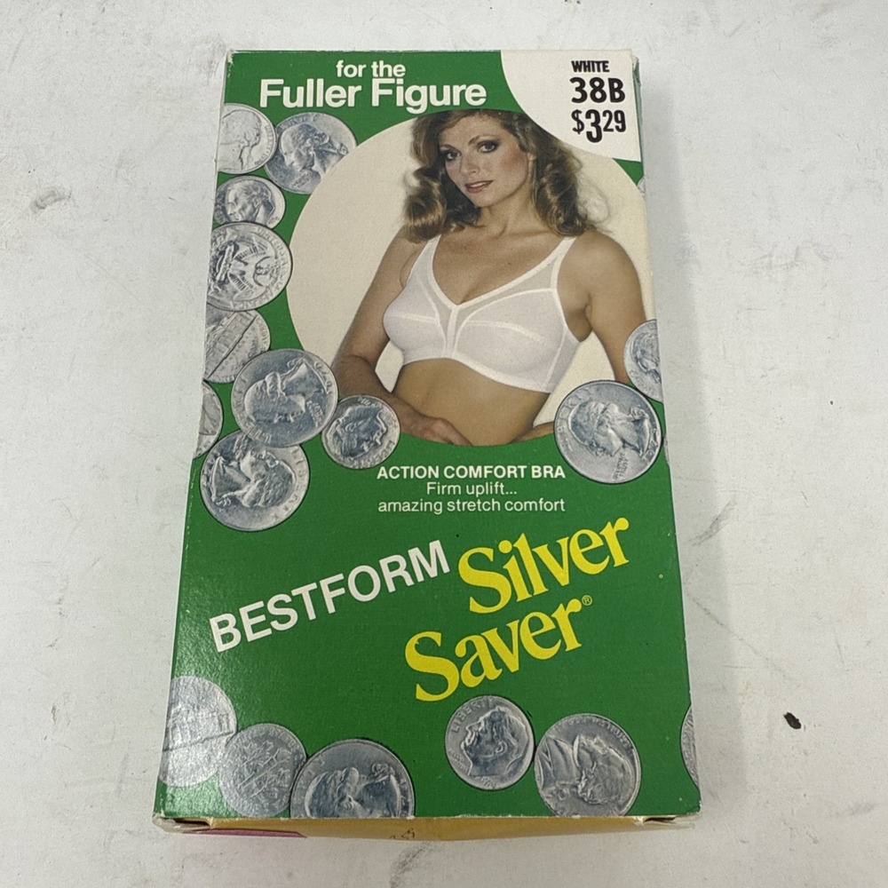 VTG Nos 38B Bestform Silver Saver Bra White 1980s Lingerie Undergarment
